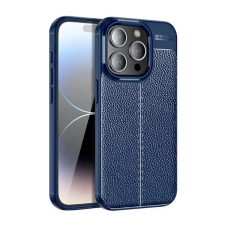 Gigapack Szilikon telefonvédő (ütésállóság, bőr hatású, varrás minta) SÖTÉTKÉK tok és táska