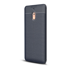 Gigapack Szilikon telefonvédő (ütésállóság, bőr hatású, varrás minta) SÖTÉTKÉK tok és táska