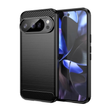 Gigapack Szilikon telefonvédő (ütésállóság, légpárnás sarok, szálcsiszolt, karbon minta) FEKETE Google Pixel 10 tok és táska