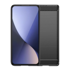 Gigapack Szilikon telefonvédő (ütésállóság, légpárnás sarok, szálcsiszolt, karbon minta) FEKETE Oppo Reno 12 mobiltelefon kellék