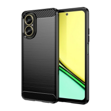 Gigapack Szilikon telefonvédő (ütésállóság, légpárnás sarok, szálcsiszolt, karbon minta) FEKETE Realme C67 4G tok és táska