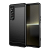 Gigapack Szilikon telefonvédő (ütésállóság, légpárnás sarok, szálcsiszolt, karbon minta) FEKETE Sony Xperia 1 VI