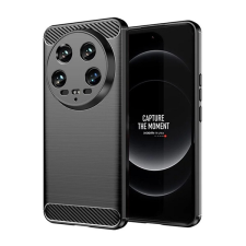 Gigapack Szilikon telefonvédő (ütésállóság, légpárnás sarok, szálcsiszolt, karbon minta) FEKETE Xiaomi 14 Ultra tok és táska