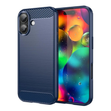 Gigapack Szilikon telefonvédő (ütésállóság, légpárnás sarok, szálcsiszolt, karbon minta) SÖTÉTKÉK Apple iPhone 17 tok és táska