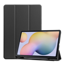 Gigapack Tok álló, bőr hatású (aktív FLIP, oldalra nyíló, TRIFOLD asztali tartó funkció, S Pen tartó) FEKETE [Samsung Galaxy Tab S8 LTE (SM-X706)] tablet tok
