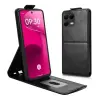 Gigapack Tok álló, bőr hatású (FLIP, lefelé nyíló, szilikon tartó, kártyatartó) FEKETE T Phone 3 Pro 5G