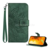 Gigapack Tok álló, bőr hatású (FLIP, oldalra nyíló, asztali tartó, bankkártya tartó + kézpánt, napraforgó minta) SÖTÉTZÖLD (GP-176305)