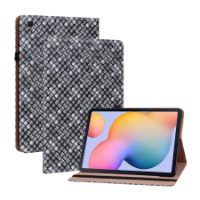 Gigapack Tok álló, bőr hatású (FLIP, oldalra nyíló, asztali tartó funkció, fonott minta) FEKETE [Samsung Galaxy Tab S6 Lite 10.4 LTE (SM-P619) 2022] tablet tok