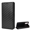 Gigapack Tok álló, bőr hatású (FLIP, oldalra nyíló, asztali tartó funkció, teljes 3D rombusz minta, prémium) FEKETE Vivo Y70