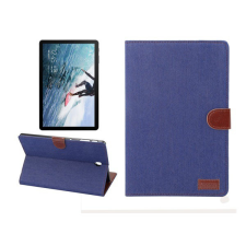 Gigapack Tok álló, bőr hatású (FLIP, oldalra nyíló, asztali tartó funkció, textil bevonat) KÉK [Samsung Galaxy Tab S4 10.5 LTE (SM-T835)] tablet tok