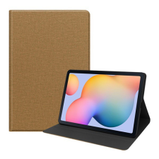 Gigapack Tok álló, bőr hatású (FLIP, oldalra nyíló, asztali tartó funkció, textil hatás) BARNA [Samsung Galaxy Tab S6 Lite 10.4 LTE (SM-P619) 2022] tablet tok