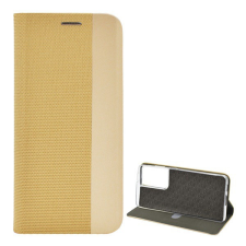 Gigapack Tok álló, bőr hatású (FLIP, oldalra nyíló, asztali tartó funkció, textil minta) ARANY [Samsung Galaxy S21 Ultra (SM-G998) 5G] tok és táska