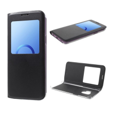 Gigapack Tok álló, bőr hatású (FLIP, oldalra nyíló, View Window) FEKETE [Samsung Galaxy S9 (SM-G960)] (5996457758371) tok és táska