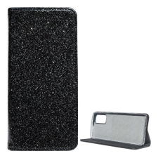 Gigapack Tok álló, bőr hatású (FLIP, szilikon belső, oldalra nyíló, asztali tartó funkció, bankkártya tartó, csillogó) FEKETE [Samsung Galaxy S20 ... tok és táska