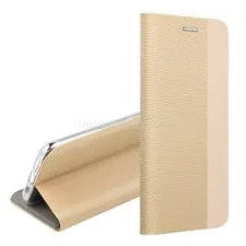 Gigapack Tok álló, bőr hatású FLIP, textil minta, ARANY (GP-182967) tok és táska