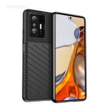 Gigapack Xiaomi 11T Pro szilikon telefonvédő (közepesen ütésálló, csíkos, dombor minta) fekete tok és táska