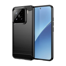 Gigapack Xiaomi 15 szilikon telefonvédő (ütésállóság, légpárnás sarok, szálcsiszolt, karbon minta) fekete tok és táska