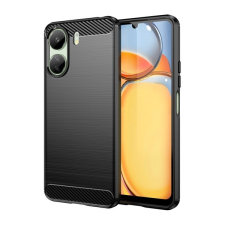 Gigapack Xiaomi Poco C65 szilikon telefonvédő (ütésállóság, légpárnás sarok, szálcsiszolt, karbon minta) fekete tok és táska