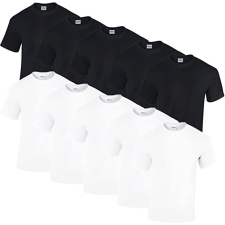 GILDAN 10 db-os csomagban Gildan kereknyakú pamut póló, fehér-fekete-2XL férfi póló