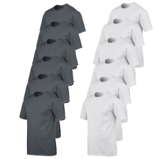 GILDAN 12 db-os csomagban Gildan 5000 kereknyakú pamut póló, charcoal-fehér-4XL