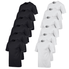 GILDAN 12 db-os csomagban Gildan 5000 kereknyakú pamut póló, fekete-fehér-XL férfi póló