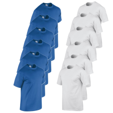 GILDAN 12 db-os csomagban Gildan 5000 kereknyakú pamut póló, királykék-fehér-2XL férfi póló