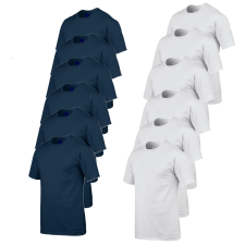 GILDAN 12 db-os csomagban Gildan 5000 kereknyakú pamut póló, sötétkék-fehér-S férfi póló