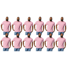 GILDAN 12 db-os pólócsomag Gildan GI3000 körkötött rövid ujjú férfi pamut póló, Light Pink-M