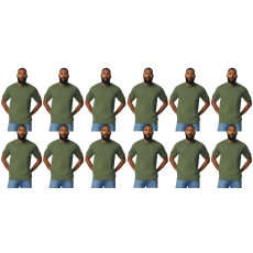 GILDAN 12 db-os pólócsomag Gildan GI3000 körkötött rövid ujjú férfi pamut póló, Military Green-2XL