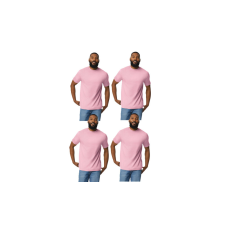 GILDAN 4 db-os pólócsomag Gildan GI3000 körkötött rövid ujjú férfi pamut póló, Light Pink-M