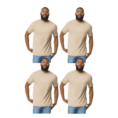 GILDAN 4 db-os pólócsomag Gildan GI3000 körkötött rövid ujjú férfi pamut póló, Sand-L