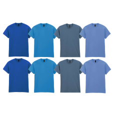 GILDAN 8 db-os, 4 színes csomagban Gildan kereknyakú pamut póló, Carolina Blue, Royal, Indigo Blue, Sapphire-XL