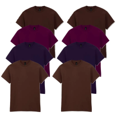 GILDAN 8 db-os, 4 színes csomagban Gildan kereknyakú póló, Russet, Maroon, Blackberry, Dark Chocolate-2XL