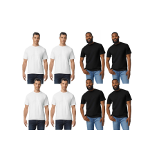 GILDAN 8 db-os csomagban Gildan GI3000 körkötött rövid ujjú férfi pamut póló, fekete-fehér-S
