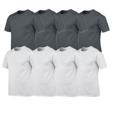 GILDAN 8 db-os csomagban Gildan kereknyakú pamut póló, charcoal-fehér-2XL