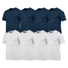 GILDAN 8 db-os csomagban Gildan kereknyakú pamut póló, sötétkék-fehér-4XL férfi póló