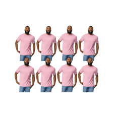 GILDAN 8 db-os pólócsomag Gildan GI3000 körkötött rövid ujjú férfi pamut póló, Light Pink-M