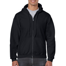 GILDAN Cipzáras kenguru zsebes kapucnis pulóver, Gildan GI18600, Black-5XL