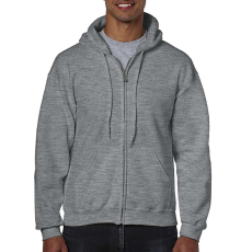 GILDAN Cipzáras kenguru zsebes kapucnis pulóver, Gildan GI18600, Graphite Heather-S