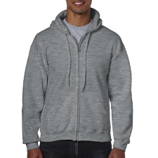 GILDAN Cipzáras kenguru zsebes kapucnis pulóver, Gildan GI18600, Graphite Heather-XL férfi pulóver, kardigán