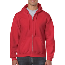 GILDAN Cipzáras kenguru zsebes kapucnis pulóver, Gildan GI18600, Red-2XL férfi pulóver, kardigán