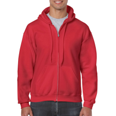 GILDAN Cipzáras kenguru zsebes kapucnis pulóver, Gildan GI18600, Red-3XL