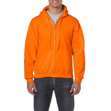GILDAN Cipzáras kenguru zsebes kapucnis pulóver, Gildan GI18600, S.Orange-XL férfi pulóver, kardigán