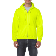 GILDAN Cipzáras kenguru zsebes kapucnis pulóver, Gildan GI18600, Safety Green-3XL férfi pulóver, kardigán
