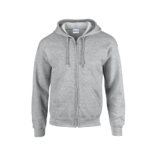 GILDAN Cipzáras kenguru zsebes kapucnis pulóver, Gildan GI18600, Sport Grey-5XL férfi pulóver, kardigán