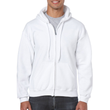 GILDAN Cipzáras kenguru zsebes kapucnis pulóver, Gildan GI18600, White-2XL férfi pulóver, kardigán