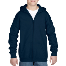 GILDAN Cipzáros kapucnis gyerekpulóver, Gildan GIB18600, Navy-XS gyerek pulóver, kardigán
