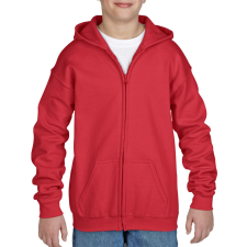 GILDAN Cipzáros kapucnis gyerekpulóver, Gildan GIB18600, Red-XL gyerek pulóver, kardigán