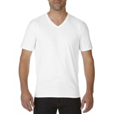 GILDAN Csomagban 5 db-tól Gildan V nyaku prémium pamut póló, fehér -5- R férfi póló