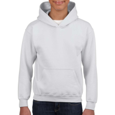 GILDAN Kapucnis gyerekpulóver kenguruzsebbel, Gildan GIB18500, White-XL gyerek pulóver, kardigán